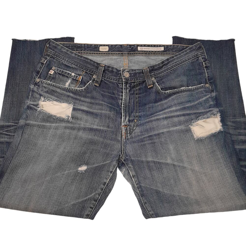 Adriano Goldschmied Jeans Protégé Straight Leg Distressed Women 34 Raw Hem